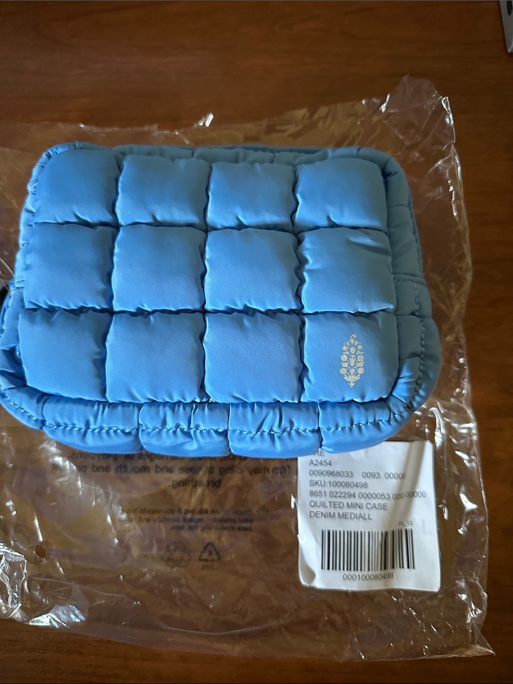 Free People Movement Quilted Mini Case in denim Blue NWT